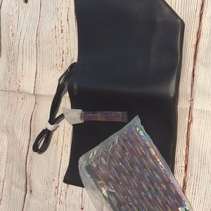 MWT Victorias Secret XL Leather Tote and rainbow makeup bag